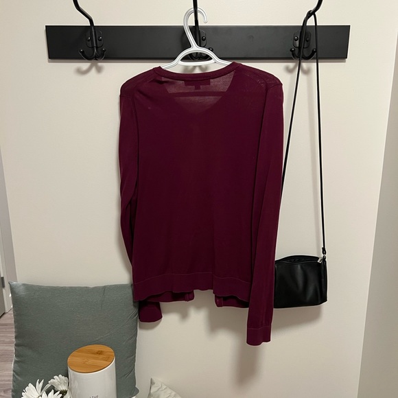 LOFT Burgundy Button Down Sweater - L - Picture 2 of 2